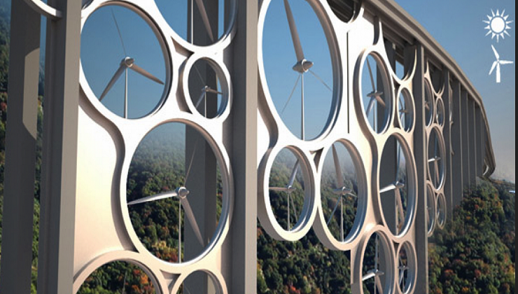 The Solar Wind bridge concept combines Solar Cells and Wind Turbines