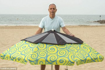 No more Dead Batteries on Holiday: Sun-powered parasol can charge Gadgets as you lounge on the Beach