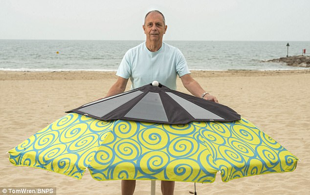 No more Dead Batteries on Holiday: Sun-powered parasol can charge Gadgets as you lounge on the Beach